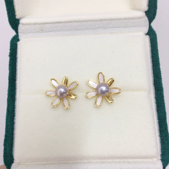 Natural Freshwater Pearl Earrings For Women With S925 Sterling Silver Needle And 18K Goldfilled Oblate Shape