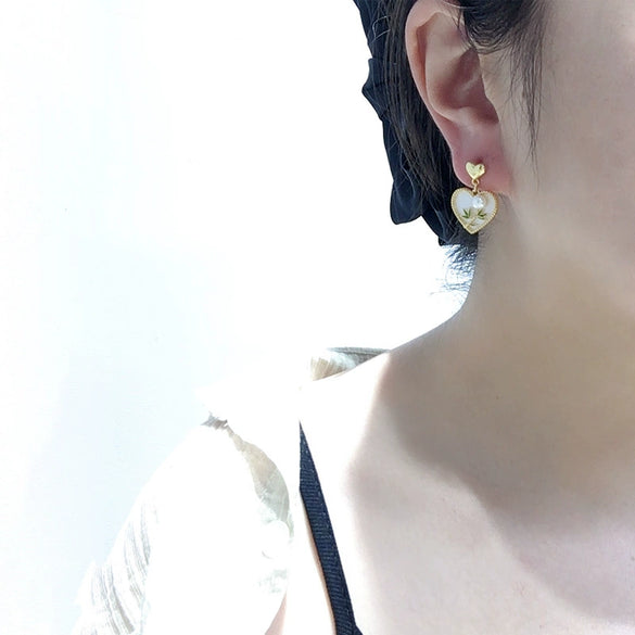 Natural Freshwater Pearl Earrings S925 Sterling Silver Women's Flat Round Bun Round Oblate Shape