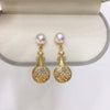 Natural Freshwater Pearl Earrings S925 Sterling Silver Women's Flat Round Bun Round Oblate Style