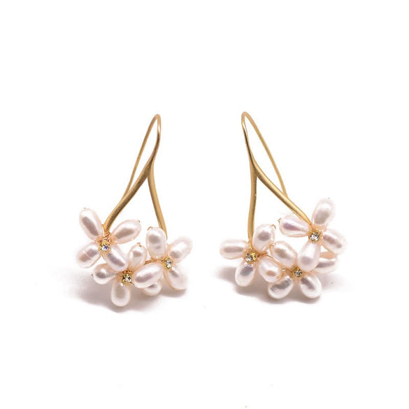 Natural Freshwater Pearl Geometric Earrings Retro High End Jewelry For Women