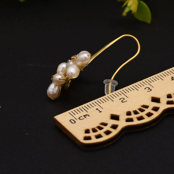 Natural Freshwater Pearl Geometric Earrings Retro High End Jewelry For Women
