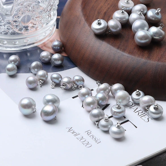 Natural Freshwater Pearl Grey Button Clothing Diy Accessories