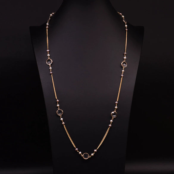 Natural Freshwater Pearl Handmade Braided Tassel Clavicle Necklace With Drop Shape And Electroplating Treatment