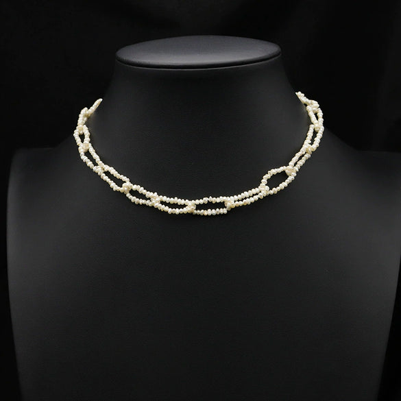 Natural Freshwater Pearl Handmade Braided Tassel Clavicle Necklace With Drop Shape And Electroplating Treatment