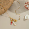 Natural Freshwater Pearl Necklace With Chili Crab Claw Pendant In Ocean Style Electroplated Geometric Shape Stainless Steel For Women