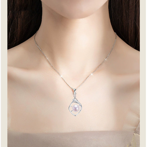 Natural Freshwater Pearl Necklace With Drop Pearl Pendant And Copper Accessories In Flat Round And Steamed Bread Round Shapes