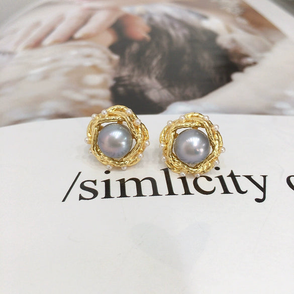 Natural Freshwater Pearl Oblate Earrings For Women Highend Elegant 18K Goldfilled Colorpreserving