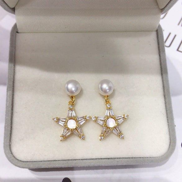 Natural Freshwater Pearl Oblate Women's Fashion Earrings 18K Goldfilled S925 Sterling Silver