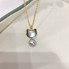 Natural Freshwater Pearl Pendant Jewelry With Sea Shell And Cat Design Copper Accessories