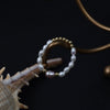 Natural Freshwater Pearl Ring 14K Gold Elastic Line Design Minimalist Unisex Special Shape
