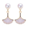 Natural Freshwater Pearl Women's Earrings S925 Sterling Silver Needle Oblate And Round Shape