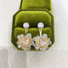 Natural Freshwater Pearl Women's Fashion Earrings With Love Flower Ball Design