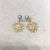 Natural Freshwater Pearl Women's Fashion Earrings With Love Flower Ball Design