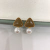 Natural Freshwater Pearl Women's Triangular S925 Sterling Silver 18K Goldfilled Earrings