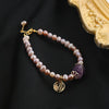 Natural Freshwater Purple Pearl And Crystal Necklace And Bracelet With Back Pattern Handmade For Women