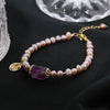 Natural Freshwater Purple Pearl And Crystal Necklace And Bracelet With Back Pattern Handmade For Women