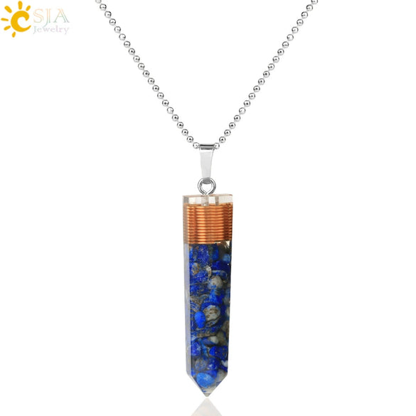 Natural Gravel And Mixed Semi Precious Stone Pendant Necklace With Copper Drip Glaze Detail Simple Ball Chain Jewelry For Women