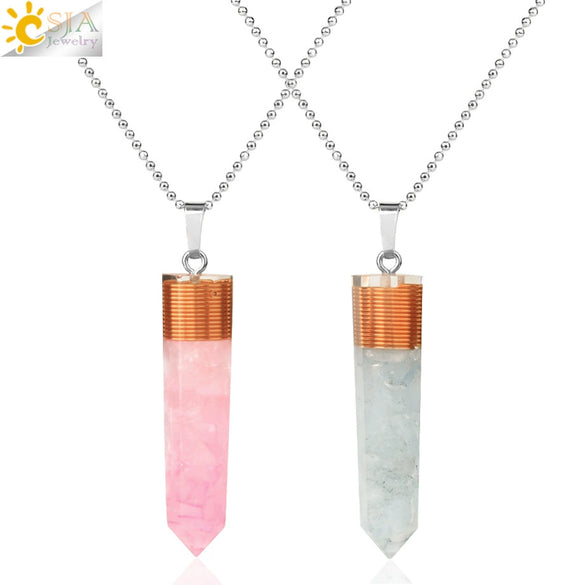 Natural Gravel And Mixed Semi Precious Stone Pendant Necklace With Copper Drip Glaze Detail Simple Ball Chain Jewelry For Women