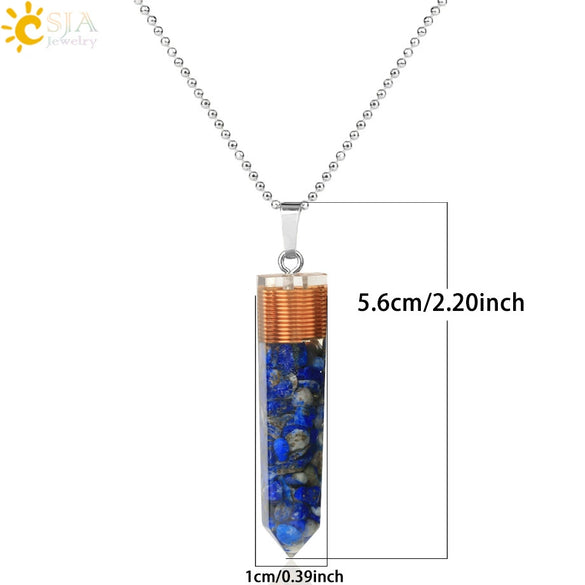Natural Gravel And Mixed Semi Precious Stone Pendant Necklace With Copper Drip Glaze Detail Simple Ball Chain Jewelry For Women
