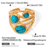 Natural Green Aventurine Geometric Stainless Steel Ring With Pvd Gold Plating For Women