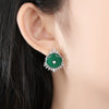 Natural Green Chalcedony Flower Earrings For Women Electroplated Copper Geometric Fashion Jewelry