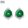 Natural Green Chalcedony Flower Earrings For Women Electroplated Copper Geometric Fashion Jewelry