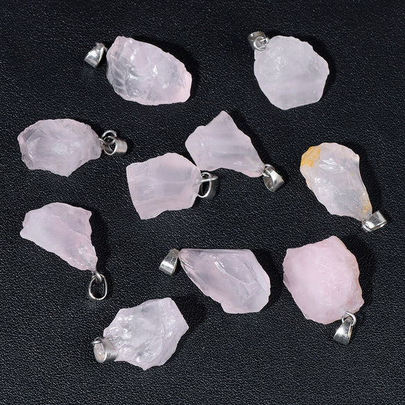 Natural Irregular Gravel Spar Geometric Pendant Stone Necklace Jewelry Accessories