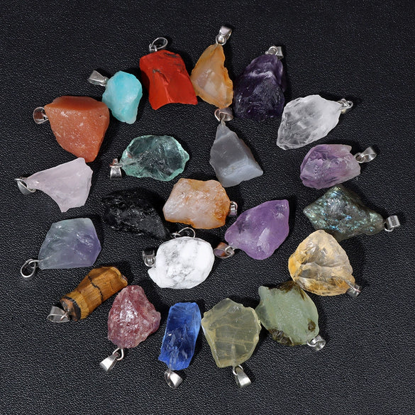 Natural Irregular Gravel Spar Geometric Pendant Stone Necklace Jewelry Accessories