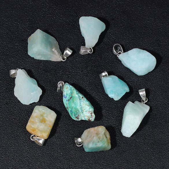 Natural Irregular Gravel Spar Geometric Pendant Stone Necklace Jewelry Accessories