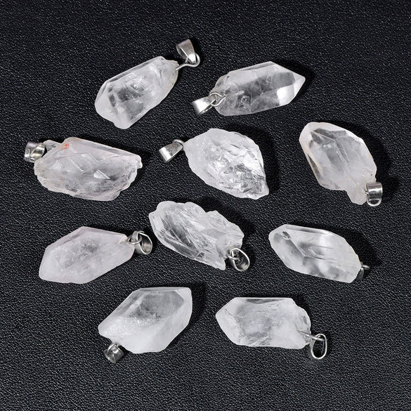 Natural Irregular Gravel Spar Geometric Pendant Stone Necklace Jewelry Accessories