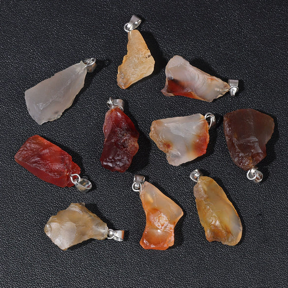 Natural Irregular Gravel Spar Geometric Pendant Stone Necklace Jewelry Accessories