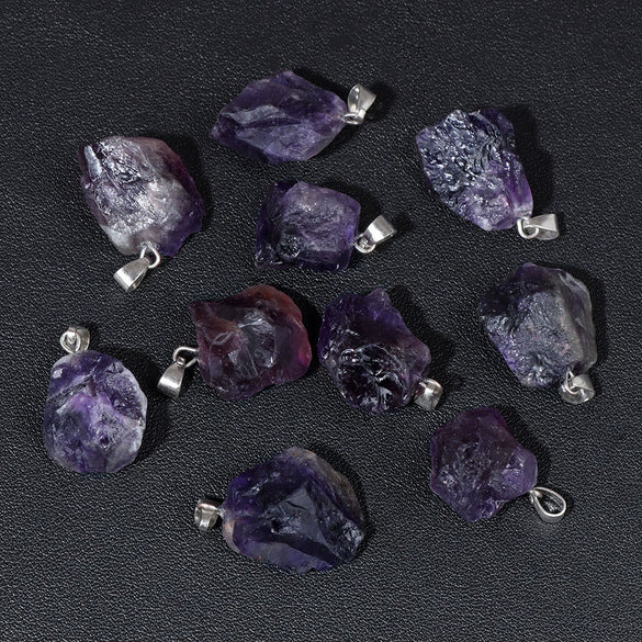 Natural Irregular Gravel Spar Geometric Pendant Stone Necklace Jewelry Accessories