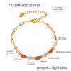 Natural Oval Agate Shell Steel Ball Clavicle Necklace And Bracelet For Girls In Stainless Steel With Electroplating Design