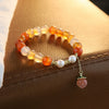 Natural Pearl And Yellow Agate Fruit Shaped Pendant Handmade Women's Bracelet