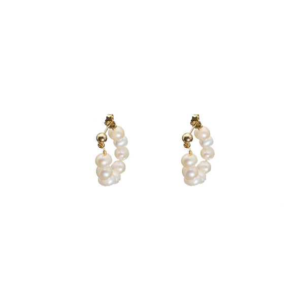 Natural Pearl Geometric Earrings Copper Plated 18K Gold Jewelry