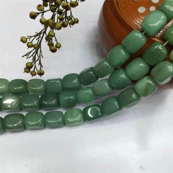 Natural Square Green Aventurine Jade Loose Beads For Diy Jewelry Smooth Cut And Polished Semi Finished Wholesale