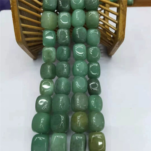 Natural Square Green Aventurine Jade Loose Beads For Diy Jewelry Smooth Cut And Polished Semi Finished Wholesale