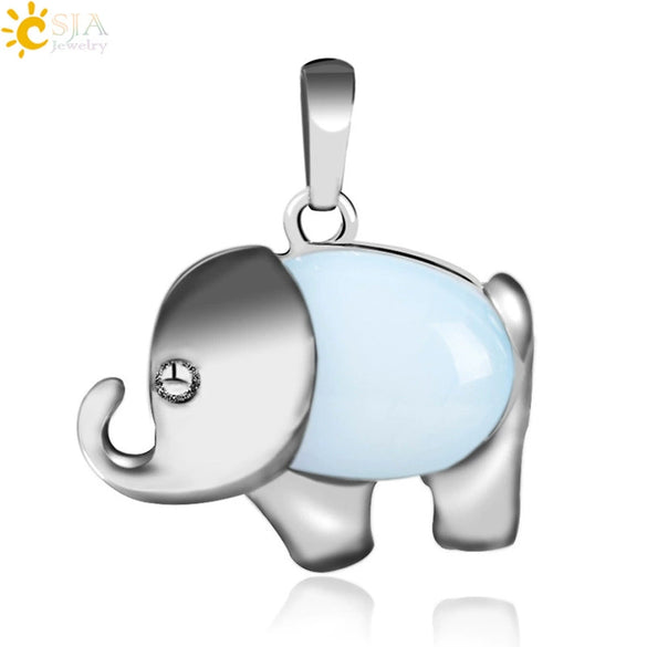 Natural Stone And Alloy Accessories Animal Shape Minimalist Jewelry Small Elephant Necklace Pendant With Electroplating