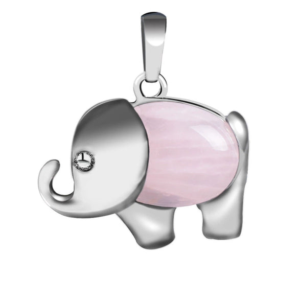 Natural Stone And Alloy Accessories Animal Shape Minimalist Jewelry Small Elephant Necklace Pendant With Electroplating
