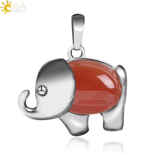Natural Stone And Alloy Accessories Animal Shape Minimalist Jewelry Small Elephant Necklace Pendant With Electroplating