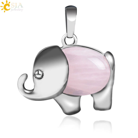 Natural Stone And Alloy Accessories Animal Shape Minimalist Jewelry Small Elephant Necklace Pendant With Electroplating