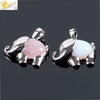 Natural Stone And Alloy Accessories Animal Shape Minimalist Jewelry Small Elephant Necklace Pendant With Electroplating