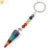 Natural Stone And Alloy Tapered Cone Keychain With Colorful Beads And Dripping Oil Finish Miniature Personality Pendant Unisex