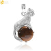 Natural Stone And Copper Accessories Animal Leopard Pendant Minimalist Amethyst Multicolor Necklace Jewelry