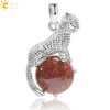 Natural Stone And Copper Accessories Animal Leopard Pendant Minimalist Amethyst Multicolor Necklace Jewelry