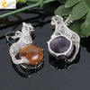 Natural Stone And Copper Accessories Animal Leopard Pendant Minimalist Amethyst Multicolor Necklace Jewelry