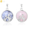 Natural Stone And Copper Accessories Double Kitty Doublesided Minimalist Necklace Pendant Jewelry For Female