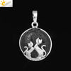 Natural Stone And Copper Accessories Double Kitty Doublesided Minimalist Necklace Pendant Jewelry For Female