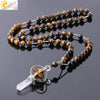 Natural Stone And Copper Accessories Minimalist Column Pendant Necklace With Rope Chain For Women