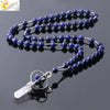 Natural Stone And Copper Accessories Minimalist Column Pendant Necklace With Rope Chain For Women